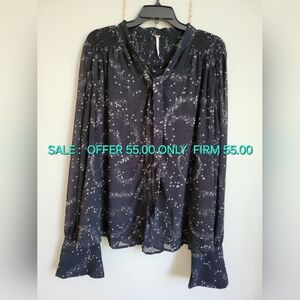 Free People stars align printed tie neck size XL